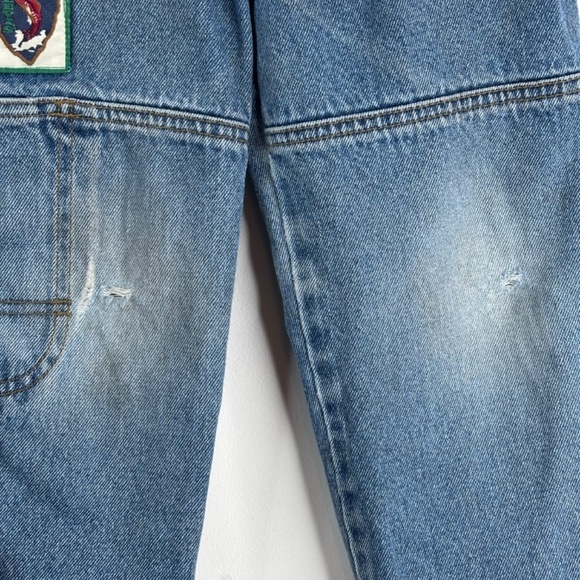 VTG 90s Little Levis Cargo Jeans Boys 7 Patches Jogger Parachute Elastic Cuff - Picture 3 of 16